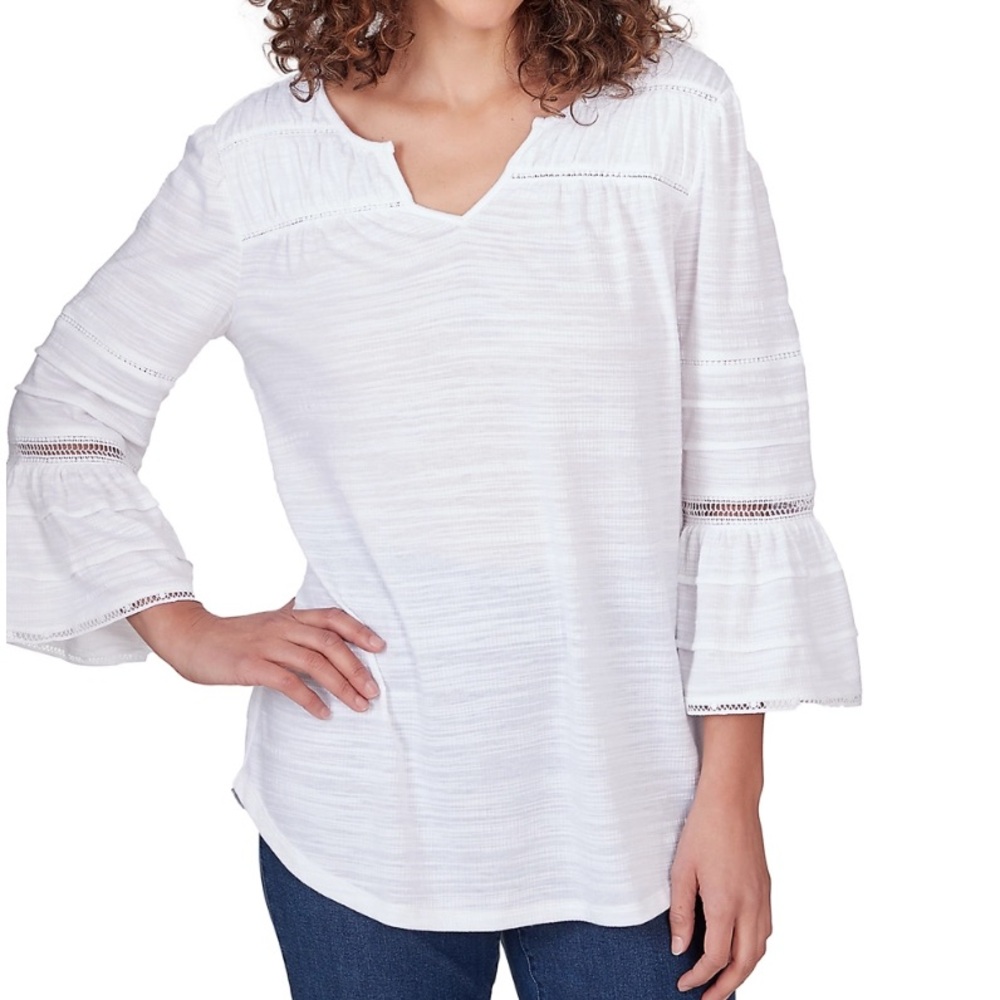 Ruby Rd Women's Slub Lace Knit Top